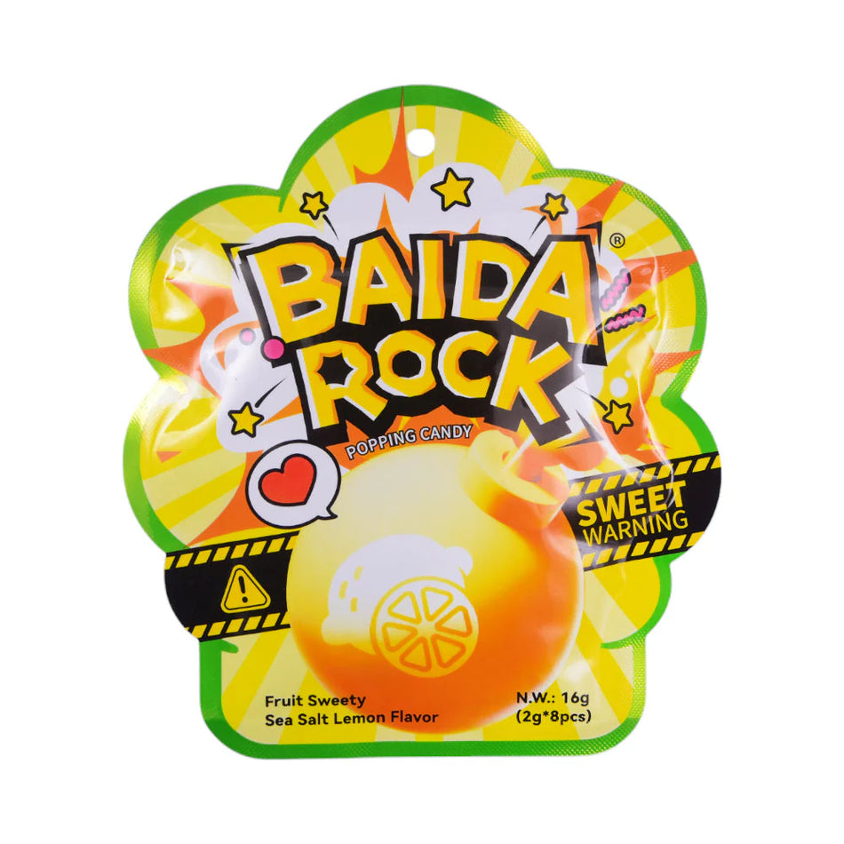 Baida Rock Popping Candy Lollipop Sea Salt Lemon 16g