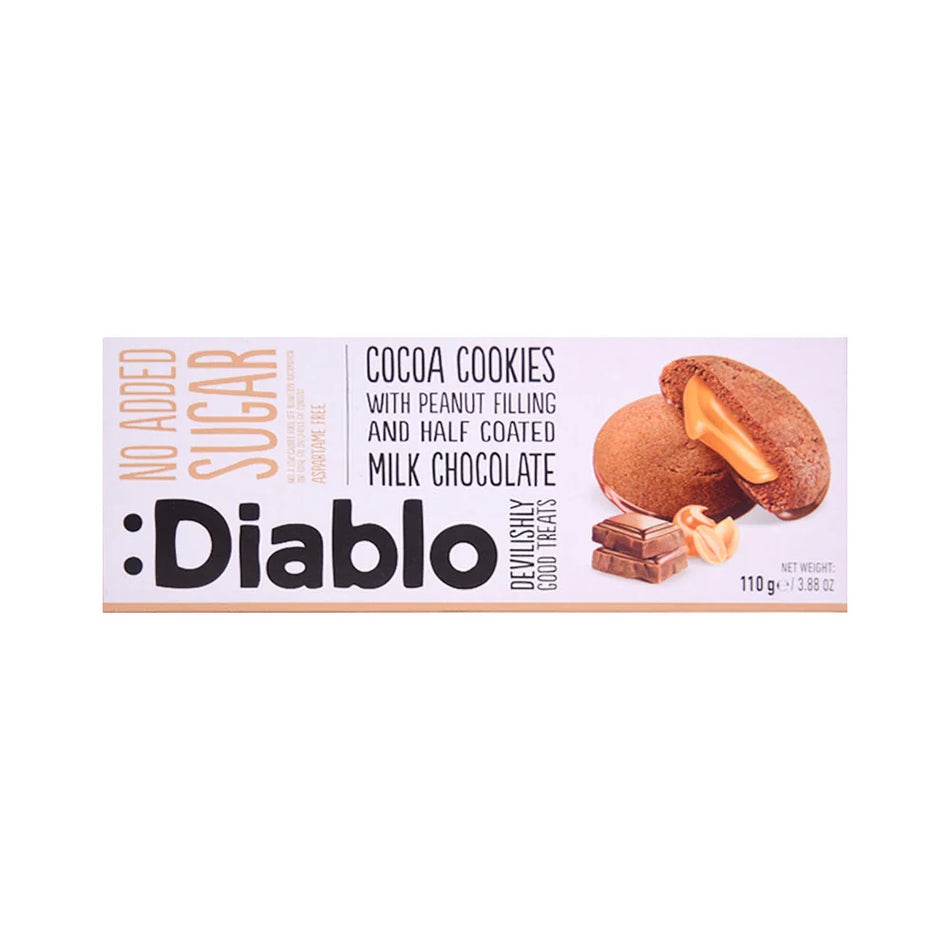 Diablo Cookies Sugar Free Cocoa With Peanut And Milk Coated 100g