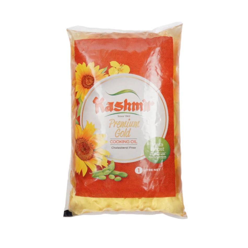 Kashmir Premium Gold Cooking Oil Pouch 1liter