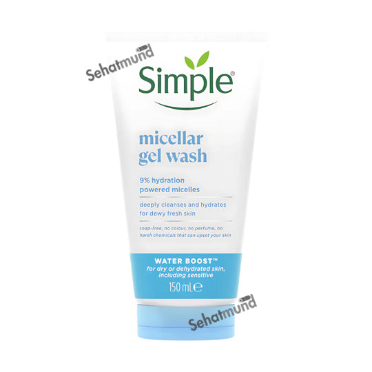 Simple Water Boost Micellar Facial Gel Wash, For Dry & Sensitive Skin, 150ml