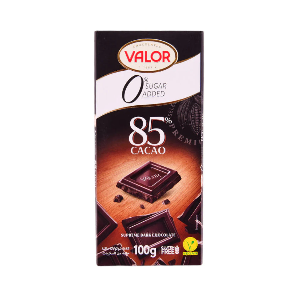 Valor Dark Chocolate 85 Cacao Stevia Supreme 100g