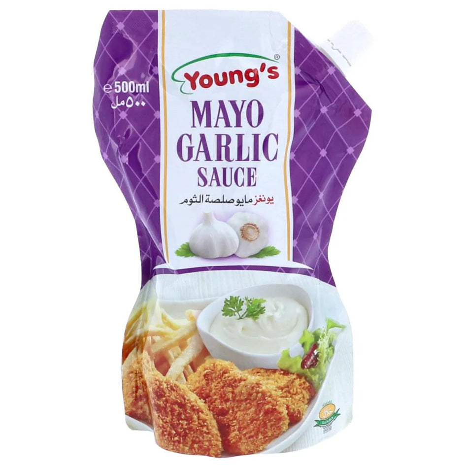 Youngs Mayo Garlic Pouch 500ml