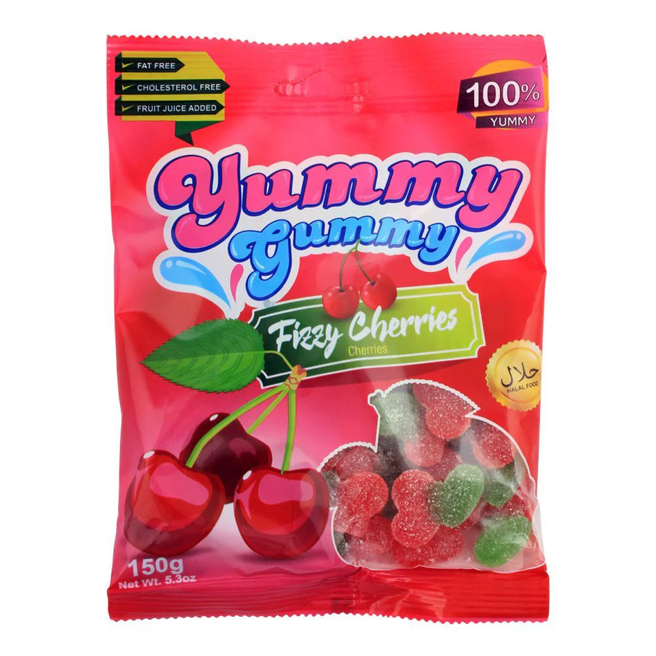 Yummy Gummy Jelly Fizzy Cherries Bag 150g